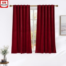 Plush Velvet Blackout Curtains 2 Panels Sound Damping Light Blocking Home Decor