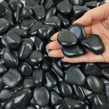 2Lbs Black Pebbles for Indoor Plants, 0.8-1.2 Inch Polished Stones. Decorative B