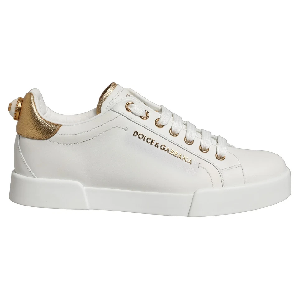 Baskets basses DOLCE & GABBANA ornées d'or blanc R-EU38.5 L-EU39.5 - Photo 1/4
