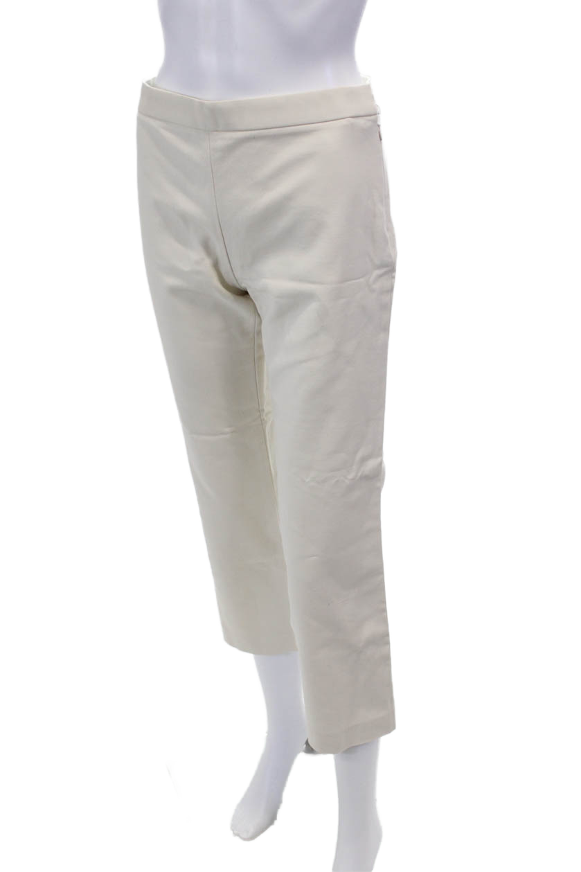 FILA Pantaloni eleganti The Row donna cotone gancio e occhiello gamba dritta cropped bianco taglia 0