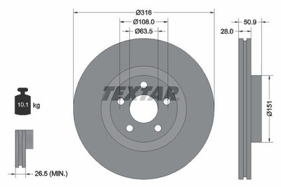 2x TEXTAR Bremsscheibe 92317203 für FORD