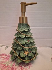 Christmas Tree Soap Lotion Dispenser 8" Tall Ceramic-Plastic Pump-Works