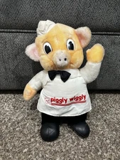 Piggly Wiggly Plush Mr Pig with Apron Vintage Stuffed Animal Acme Premium 1990