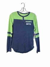 NWT Seattle Seahawks Licensed NFL Girl's Small 3/5 Henley Top Shirt Football