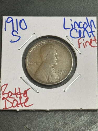 1910 S Lincoln Wheat Cent Penny F+ Fine Better Date Coin (Raw10836) (TN)