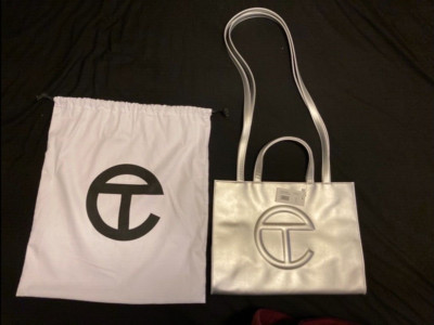 Telfar Silver Medium Shopping Bag, Guaranteed Authentic