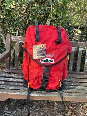Vintage Marlboro Gear Backpack Hunting Outdoor Hiking Camping Large Bag Red  New