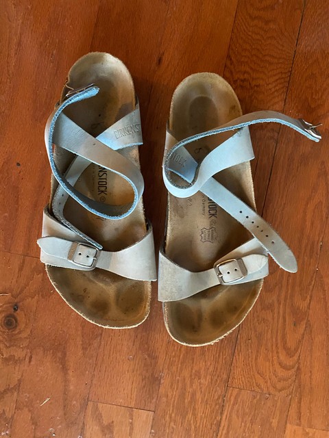 BIRKENSTOCK Ankle Wrap Strap Sandals Teal Green Leather Sz 42 Sz 12 | eBay