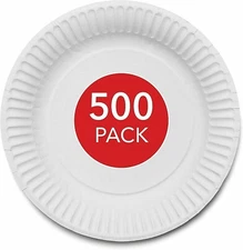 500 Count 9-Inch Paper Plates Uncoated Disposable Dinner Plates White