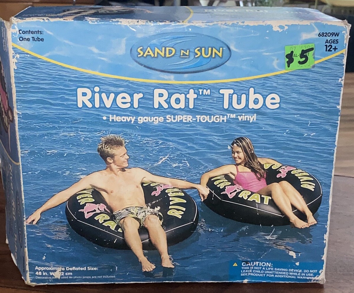 Vtg River Rat Tube Pool Inflatable New Box Intex 48in Super-tough