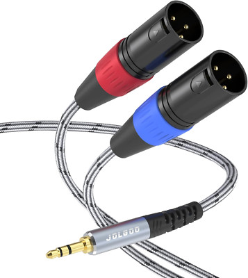 3.5 Mm TRS to Dual XLR Male Pro Stereo Breakout Cable, 1/8'' TRS Stereo to 2 XLR