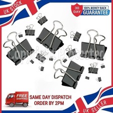 18 METAL BULLDOG BINDER CLIPS BLACK FOLD BACK STEEL ASSORTED LARGE SMALL SIZES