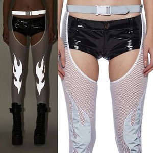 DOLLS KILL Club Exx Mark of the Beast Reflective Chaps in White Sz. S