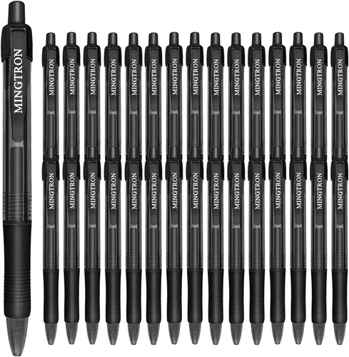 Gel Pens, 30 Pack Black Pens Fine Point, No Smear Ink Pens for Left Hand, Click 