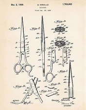Gifts For Hairdressers 1930 Scissors Hair Stylist Salon Posters Patent Art Print