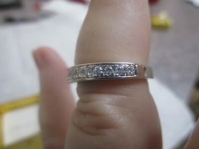 14K WHITE GOLD DIAMOND ETERNITY BAND;    PRETTY AND SPARKLY!  NICE DIAMONDS