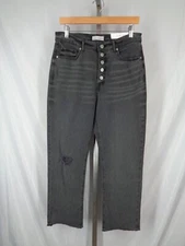Loft Button Fly High Waist Straight Crop Jeans Size 6 New