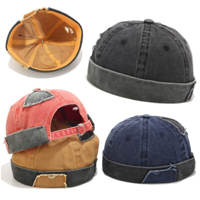 DE Herren Seemannsmütze Cap ohne Schirm Mütze Dockercap Trucker Biker Hut