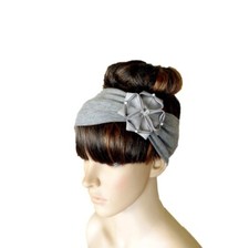 Grey Headband. Adult Hairband. Bow Head Wrap. Cute Hair Wrap. Fashion Headband.