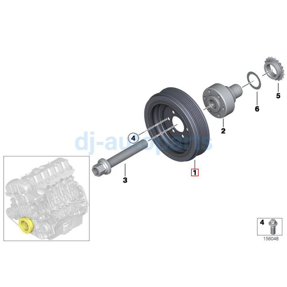 Engine Harmonic Balancer Crankshaft Pulley For BMW 335i 435i 535i 640i 2010-2018 - Imagem 2 de 4