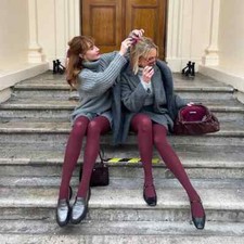 Women 80D Soft Solid Color Semi Opaque Footed Tights High Waist Womens Tights