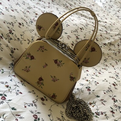 Coach X Disney Minnie Mouse Kisslock Ear Bag Limited Edition Yellow FLORAL 