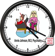 Personalized Name Psychiatrist  Psychologist Female Counselor Sign Wall Clock