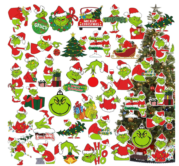 80-Piece Grinch Christmas Tree Ornament Set with Hanging Decorations