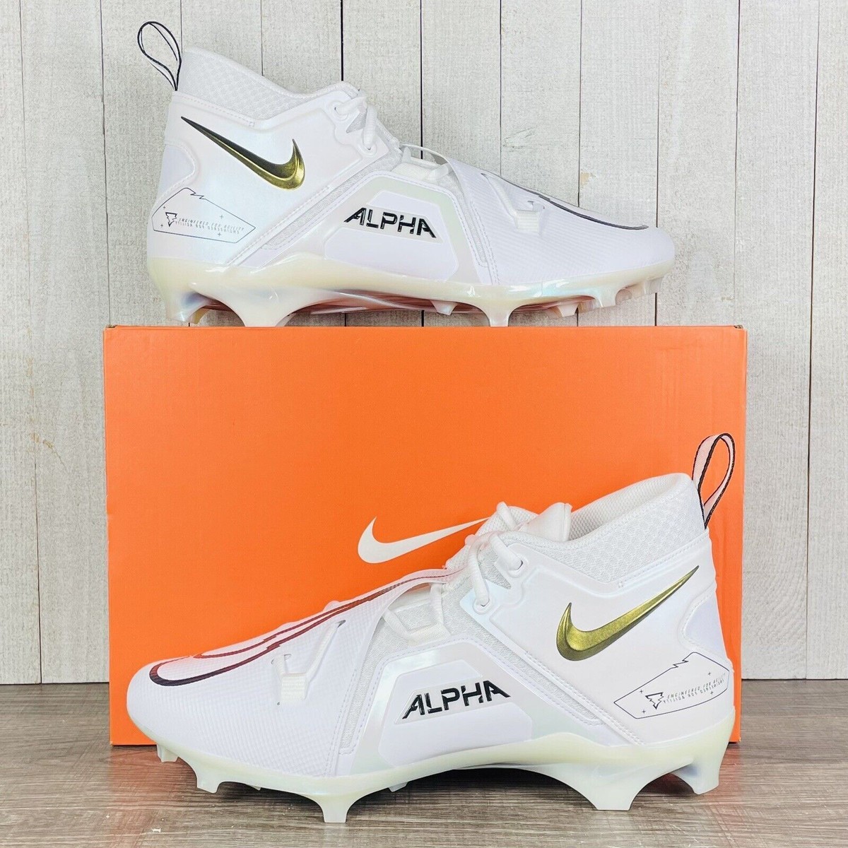 New Nike Alpha Menace Pro Football Cleats 3/4 Height White-Black