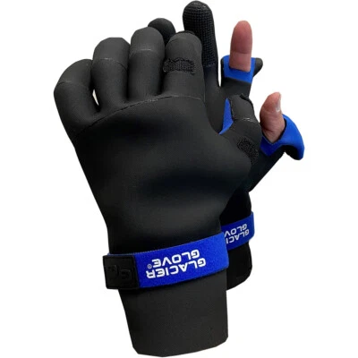 Glacier Glove Waterproof Slit Finger Pro Angler Gloves - Black