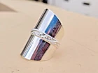 Solid 925 Sterling Silver Band & Statement Wide Cigar Cuff  Ring All Size UJ31