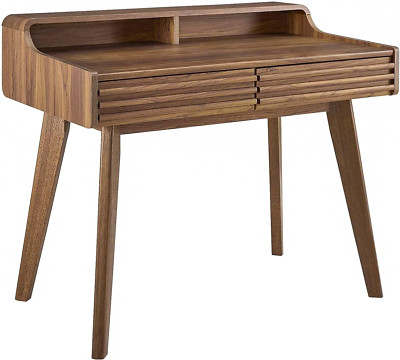 Stylish Walnut Mid-Century Modern Writing Desk for Your Home Office