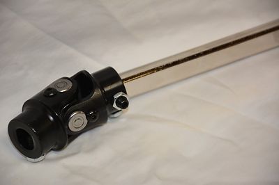 BLACK 3/4'' DD x 17mm DD U Joint + 8'' Polished Steering Shaft street rod