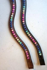 Bedazzled Bling WAVE Browband For English Bridle XL FULL COB PONY Rainbow pastel