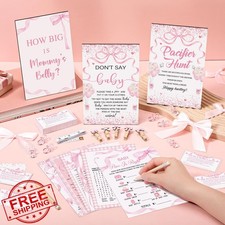 Sherr Baby Shower Games Pack Pink Bow Coquette Pacifier Hunt Mommy Belly Guess