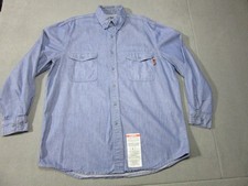 Walls FR Shirt Mens Large Blue Flame Resistant Workwear Long Sleeve HRC 2