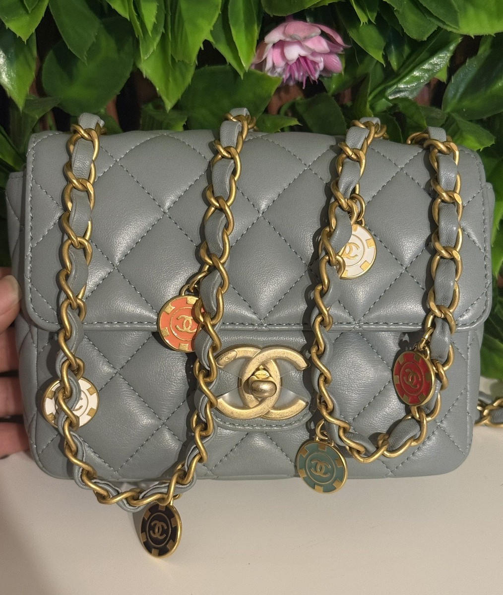 Chanel Casino Royale Chips Enamel Charm Square Flap Bag Quilted