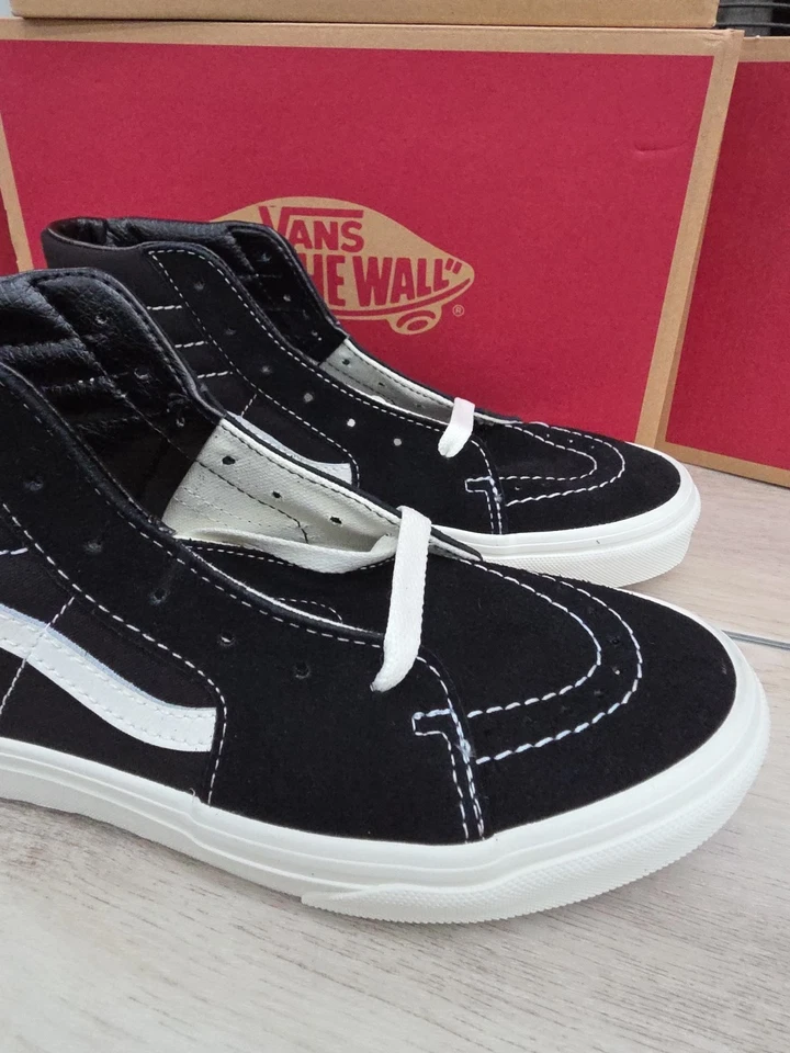 Vans Sk8 Hi Negro Blanco Juvenil Patín Con Cordones Zapatillas Altas Elige Talla NUEVO  Foto 3 de 4