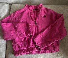 Calvin Klein Performance Pink 1/4 Zip Sweatshirt Women  s M Cotton Blend Logo