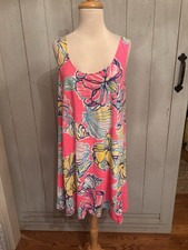 Lilly Pulitzer Carmel Kir Royal Pink Swept By The Tides Pima Cotton Tank Dress L