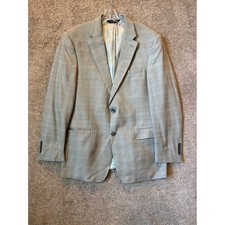 Jos A Bank Signature Collection Grey Silk Wool Glen Plaid Blazer