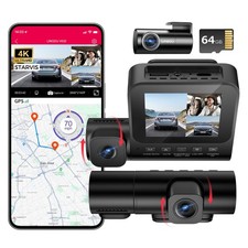 Dash Cam Auto 4K+1080P+1080P 3 Canali Dash Cam Anteriore Posteriore Interno con