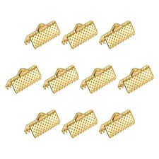 100Pcs Ribbon Crimp Clamp Ends 13mm Cord End Clasp for DIY Craft Gold Tone