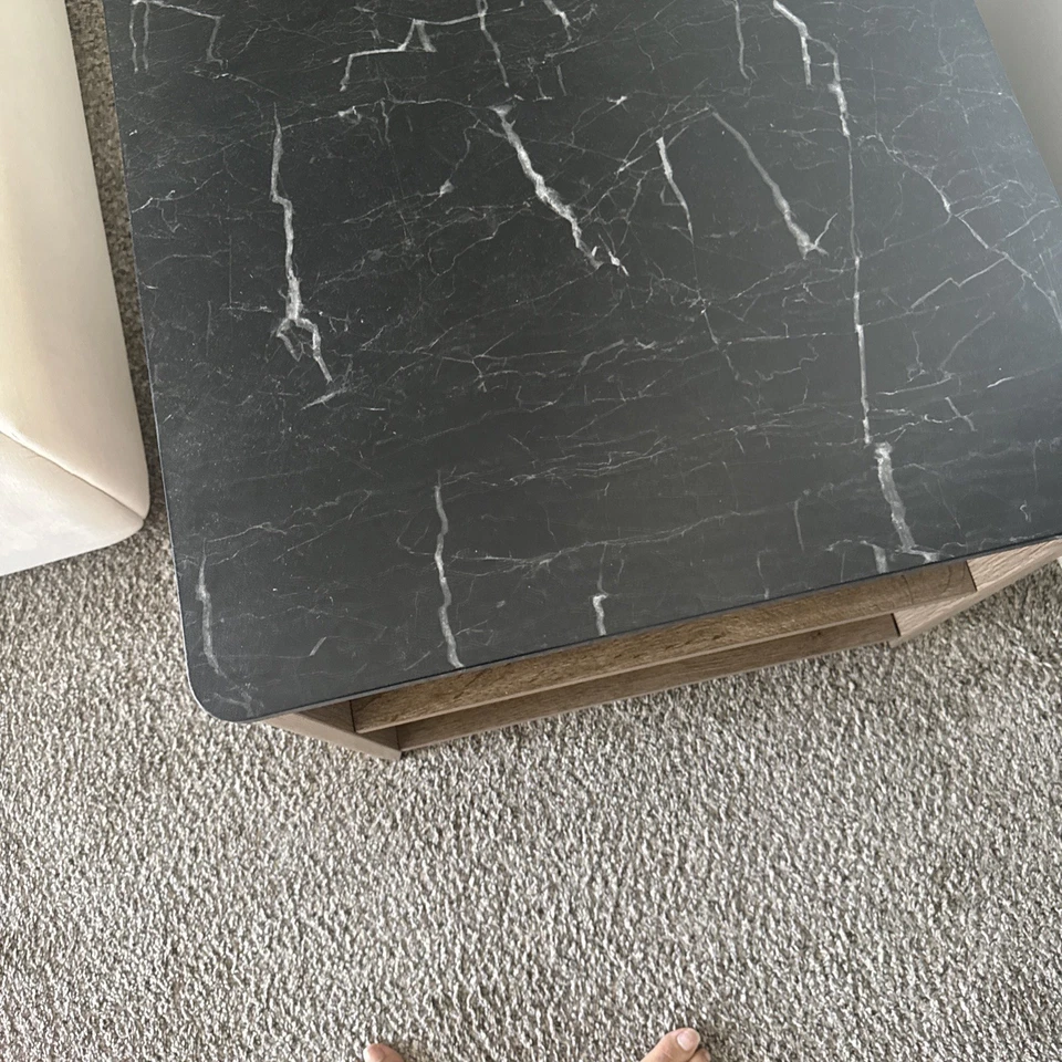Black Marble Top Wooden Nightstand/End Table - Image 3 of 4