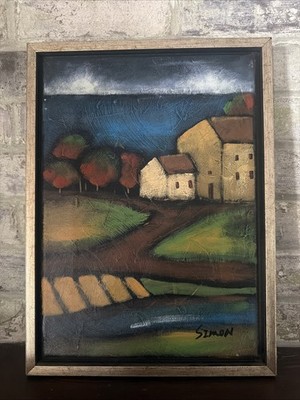 Simon Wong Acrylic Painting on Canvas In Floating Frame.