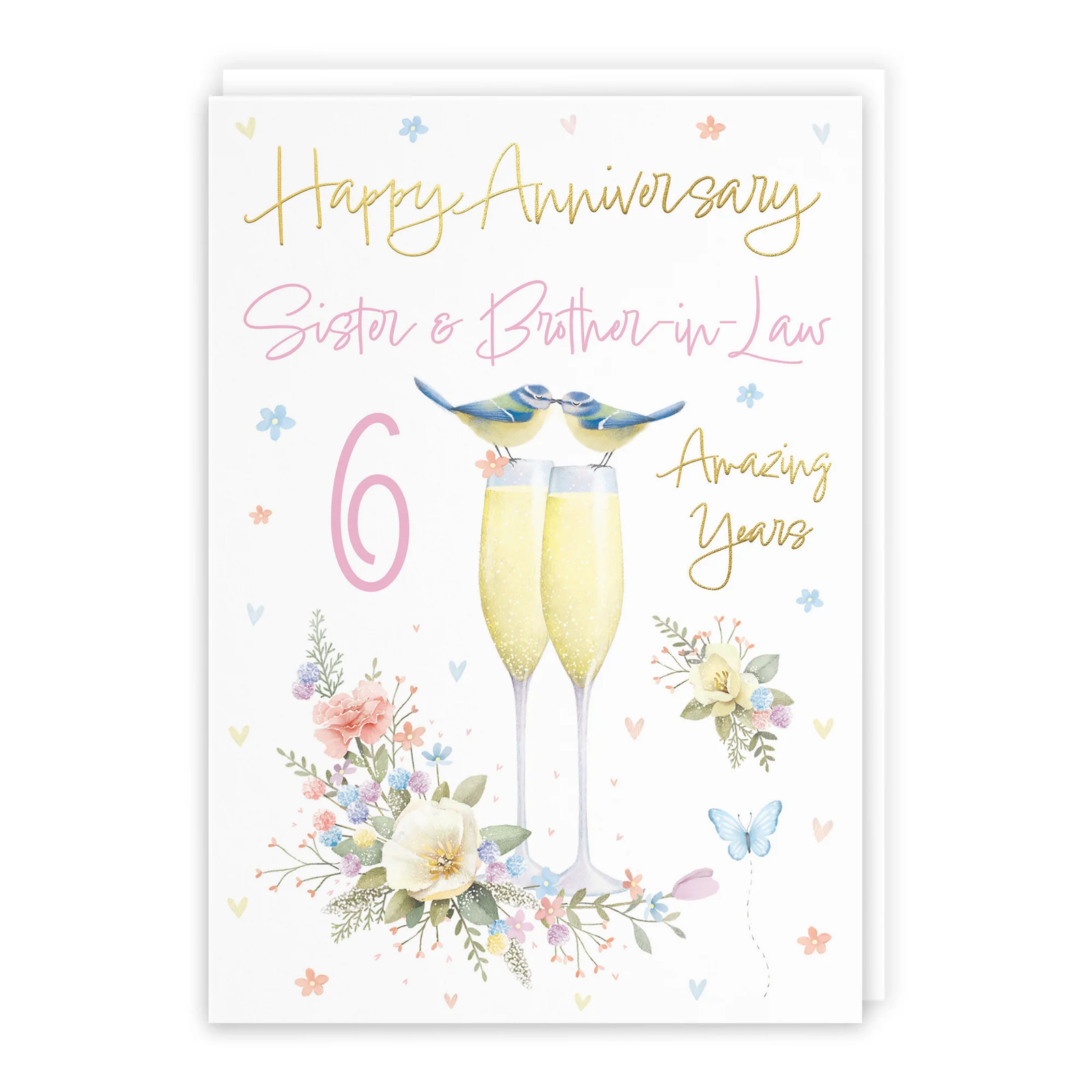 6th Sister And Brother-in-Law Anniversary Card Champagne Flutes Milo's Gallery