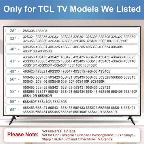 with Screws TV Stand Non-slip Base Stand TV stand legs for TCL/Roku - Zdjęcie 4 z 5