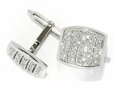 Men's Cufflinks 3.00Ct Round Lab-Created Diamond Cluster 14K White Gold Plated