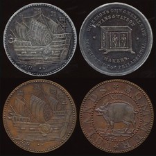 2 DICKESON TOKENS (ca1869) COIN & MEDAL SAFE + SOMMERS ISLNDNR & FREE SHIP