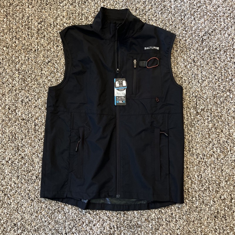 Men’s Salt Life Black Venture SLX Fishing Vest Size Medium NWT